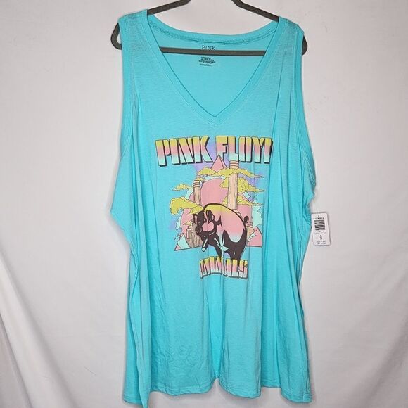 5X 28W Torrid Blue Pink Floyd Animals Tank Pastel V Neck 80s Retro Classic Rock - Picture 2 of 5